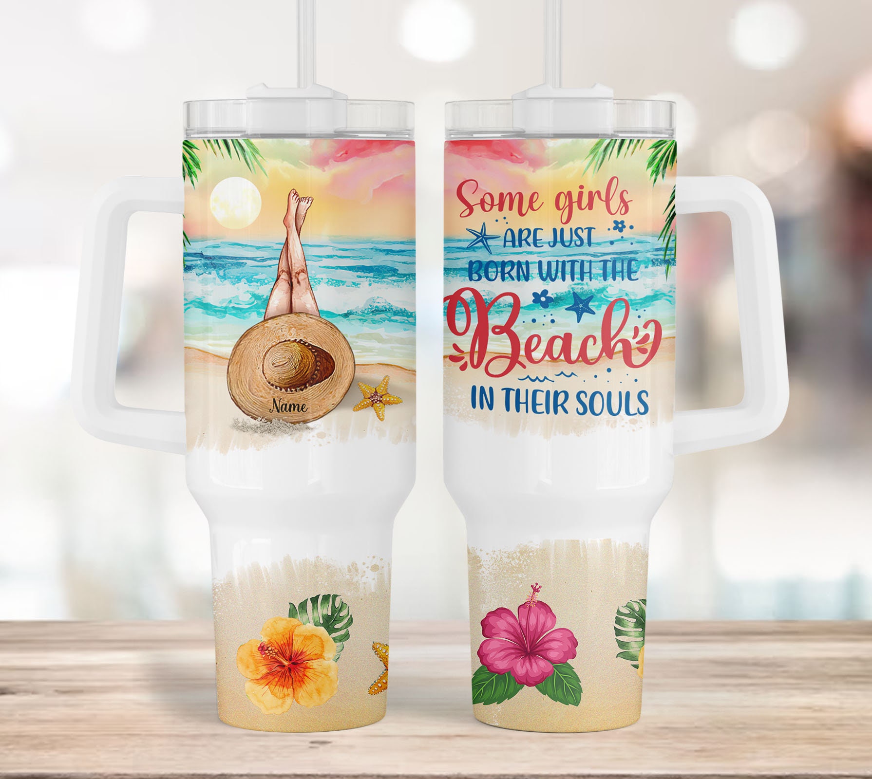 Summer Beach Girl Custom Stanley Cup 40 oz 30 oz Tumbler With HandleTVC2301958
