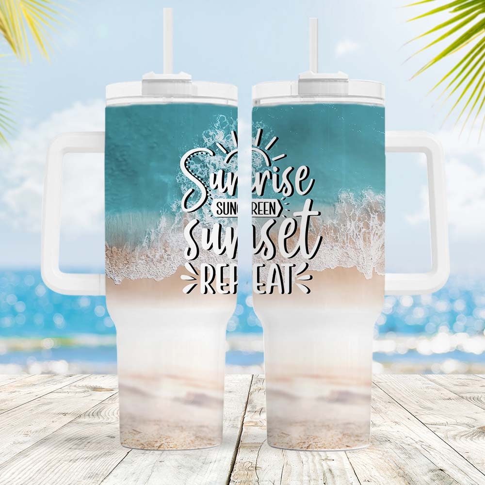 Summer Beach Vibes Custom Stanley Cup 40 oz 30 oz Tumbler With HandleTVC2301960