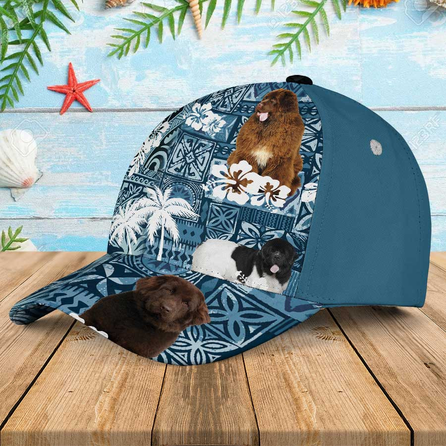 Summer Newfoundland Hawaiian Summer Hats, Flower Dog Newfoundland Aloha 3D Baseball Cap Trucker Hats Custom Hats Gifts For Men & Women