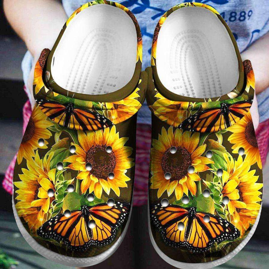 Sunflower And Butterfly Crocband Clog Shoes