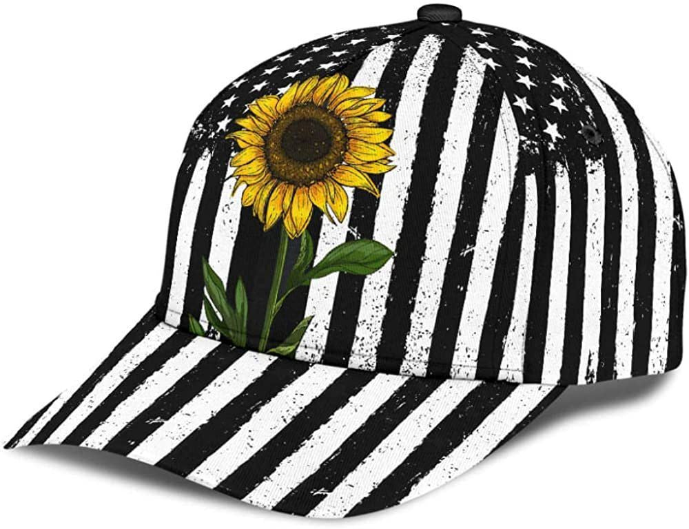 Sunflower and Flag USA Simple and Beautiful 3D Printed Unisex Hat Classic Caps Baseball Caps Trucker Hats Custom Hats Gifts For Men & Women