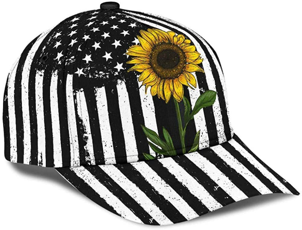 Sunflower and Flag USA Simple and Beautiful 3D Printed Unisex Hat Classic Caps Baseball Caps Trucker Hats Custom Hats Gifts For Men & Women