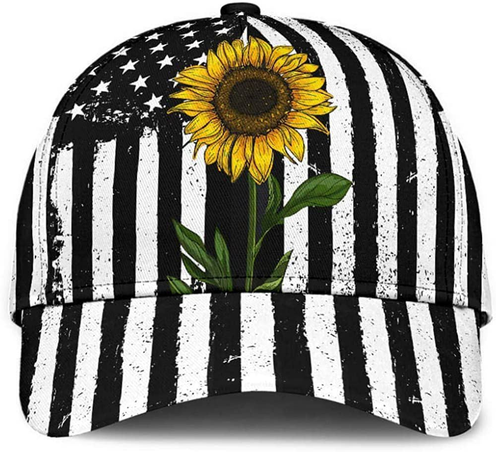 Sunflower and Flag USA Simple and Beautiful 3D Printed Unisex Hat Classic Caps Baseball Caps Trucker Hats Custom Hats Gifts For Men & Women