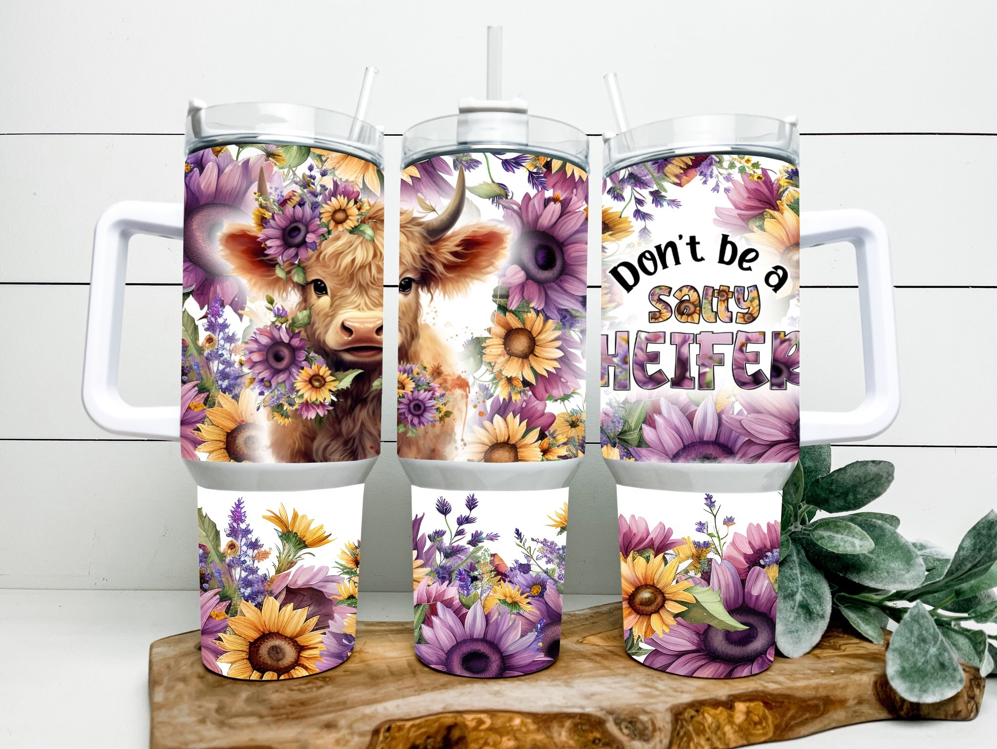 Sunflower Baby Highland Cow Custom Stanley Cup 40 oz 30 oz Tumbler With HandleTVC2301164