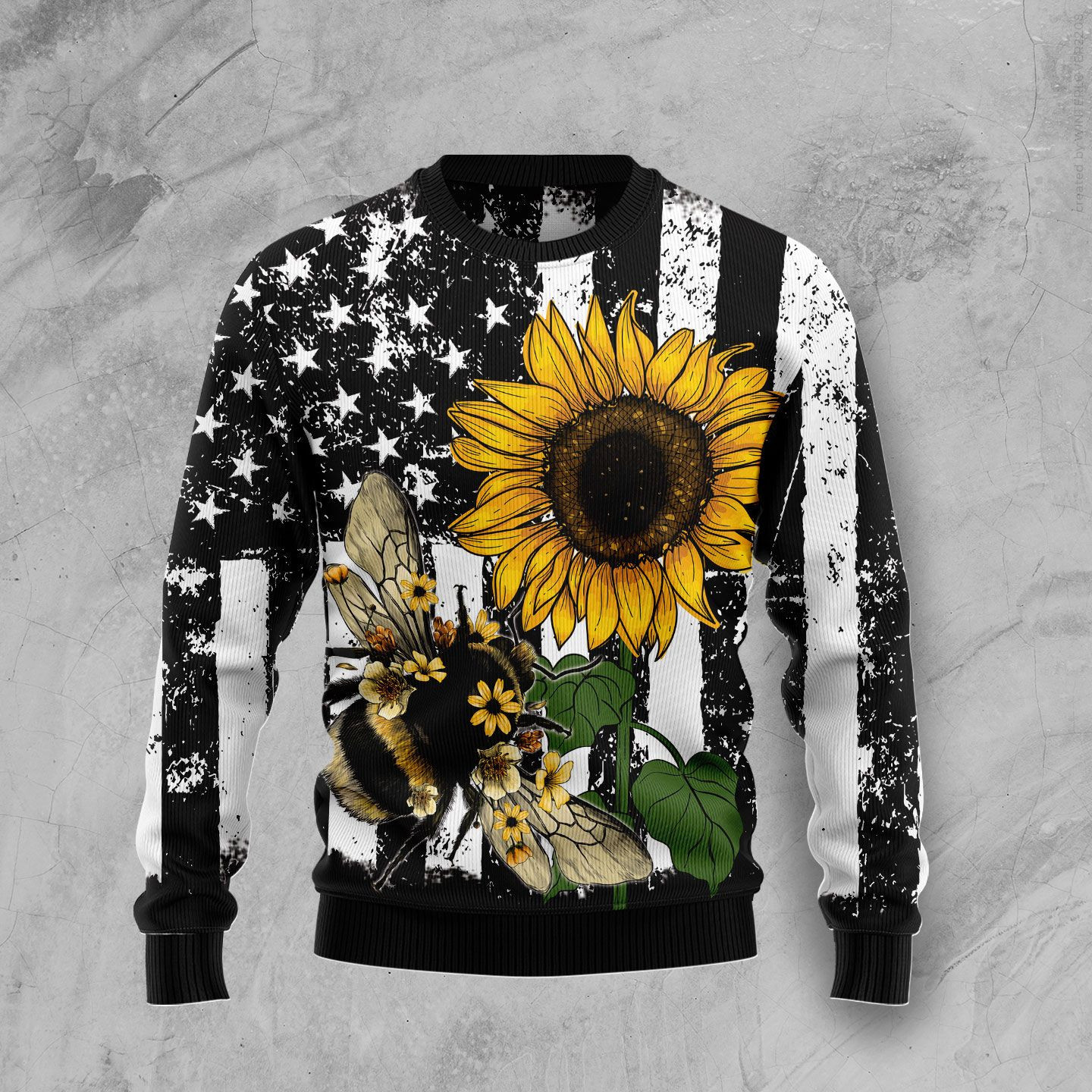 Sunflower Bee Ugly Christmas Sweater Adult 3D Funny Matching for family