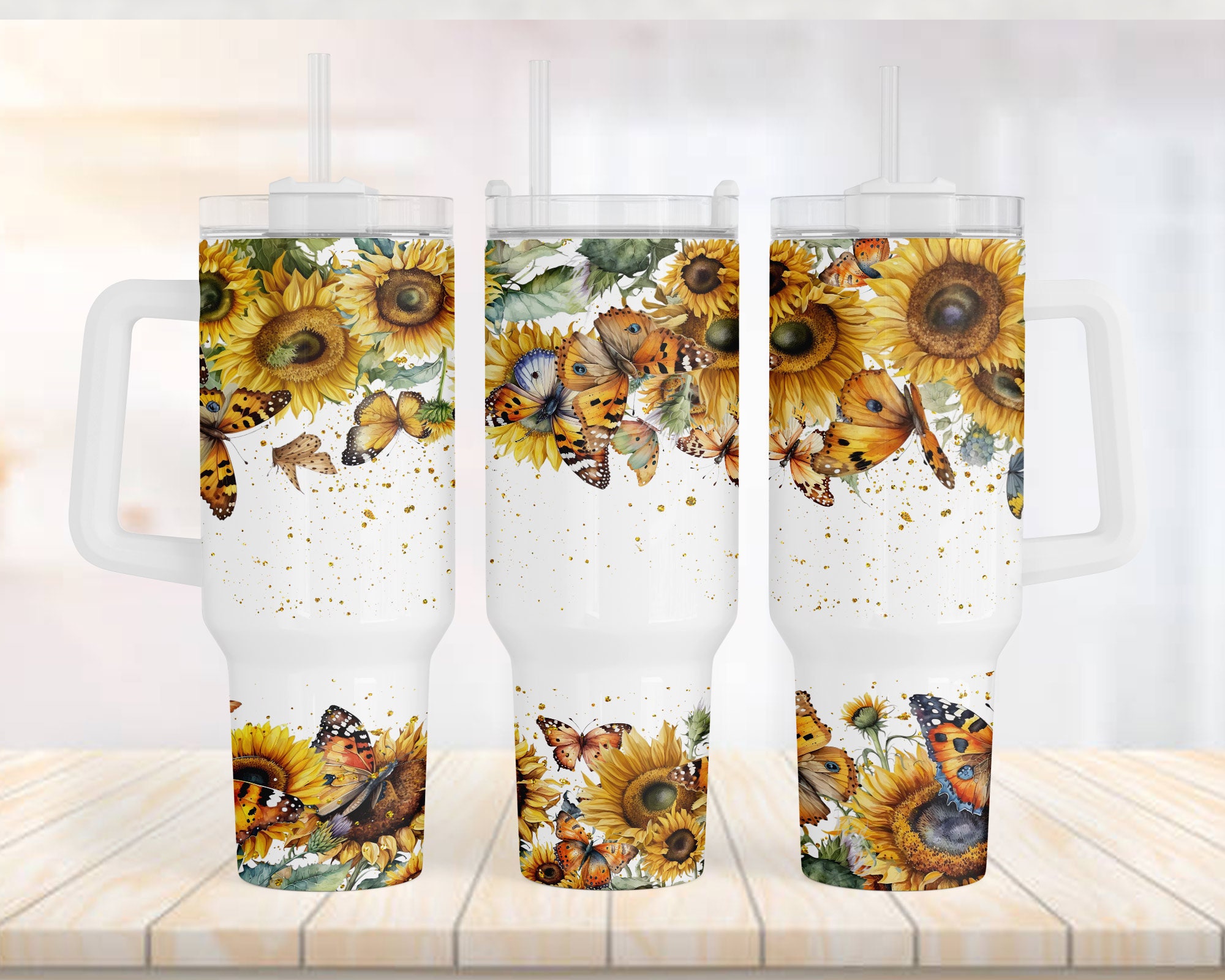 Sunflower Butterflies Custom Stanley Cup 40 oz 30 oz Tumbler With HandleTVC2301960