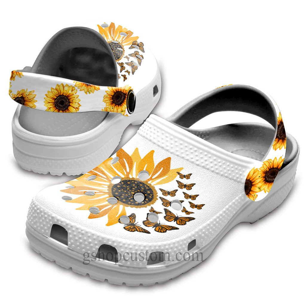 Sunflower Butterfly Croc Shoes Clogs - Sunflower Be Kind