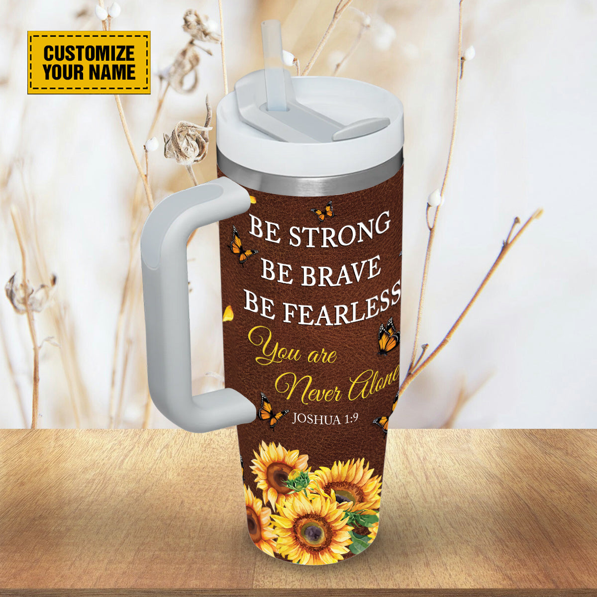 Sunflower Butterfly Faith Custom Stanley Cup 40 oz 30 oz Tumbler With HandleTVC2301694 - Image 2