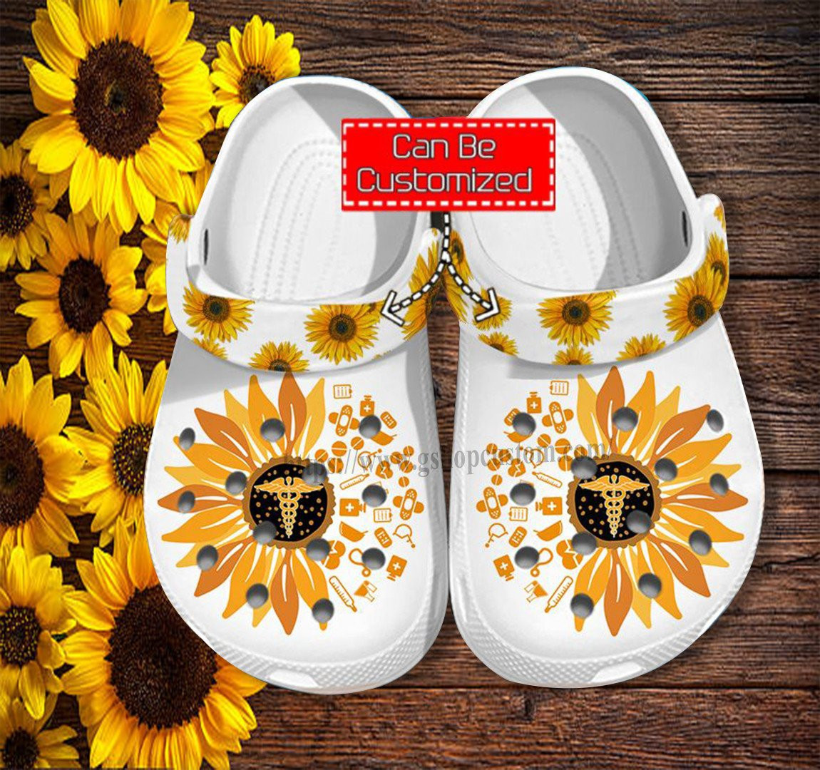 Sunflower Nurse Item Shoes Mother Day Gift Wife Grandma - Nurse Cna Medical Sunflower Shoes Croc Clogs Customize
