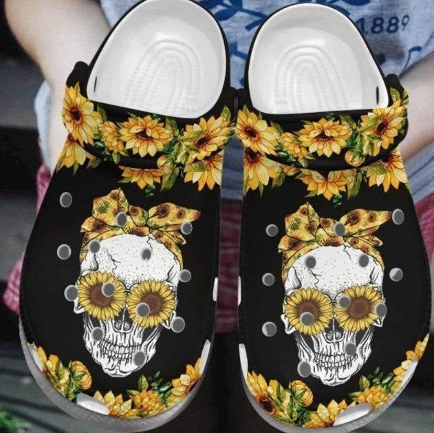 Sunflower Skull 6 clog Shoescrocband Clogs Comfy Footwear Tl97