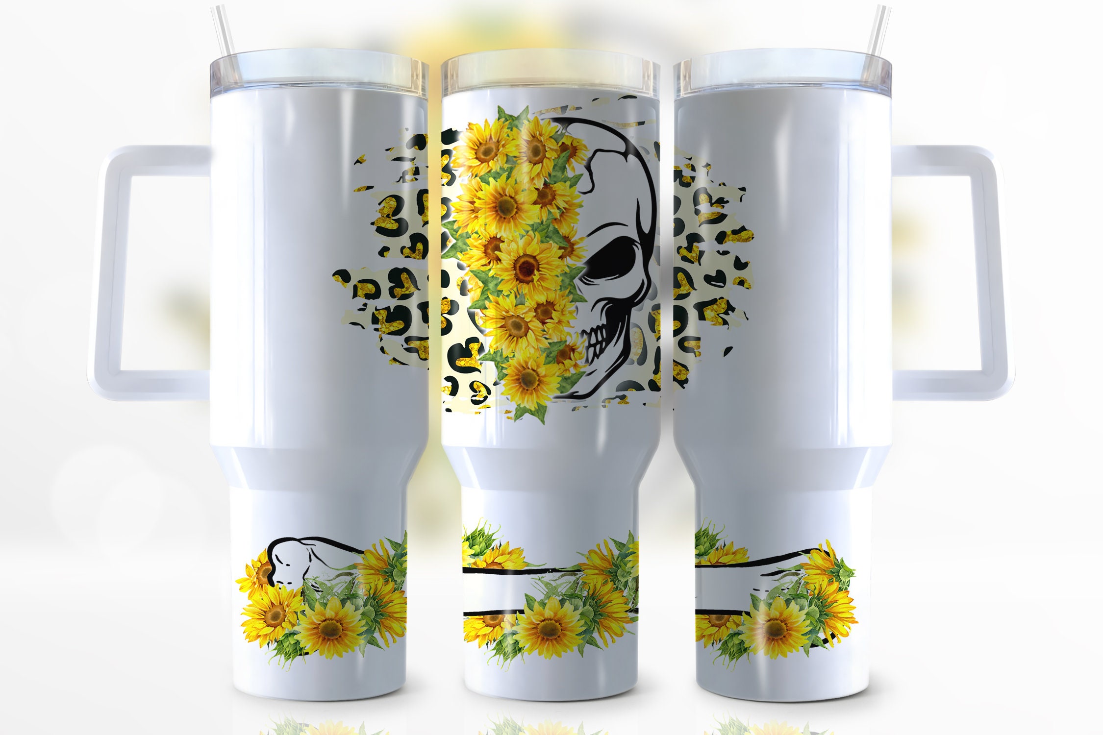 Sunflower Skull Custom Stanley Cup 40 oz 30 oz Tumbler With HandleTVC2301953