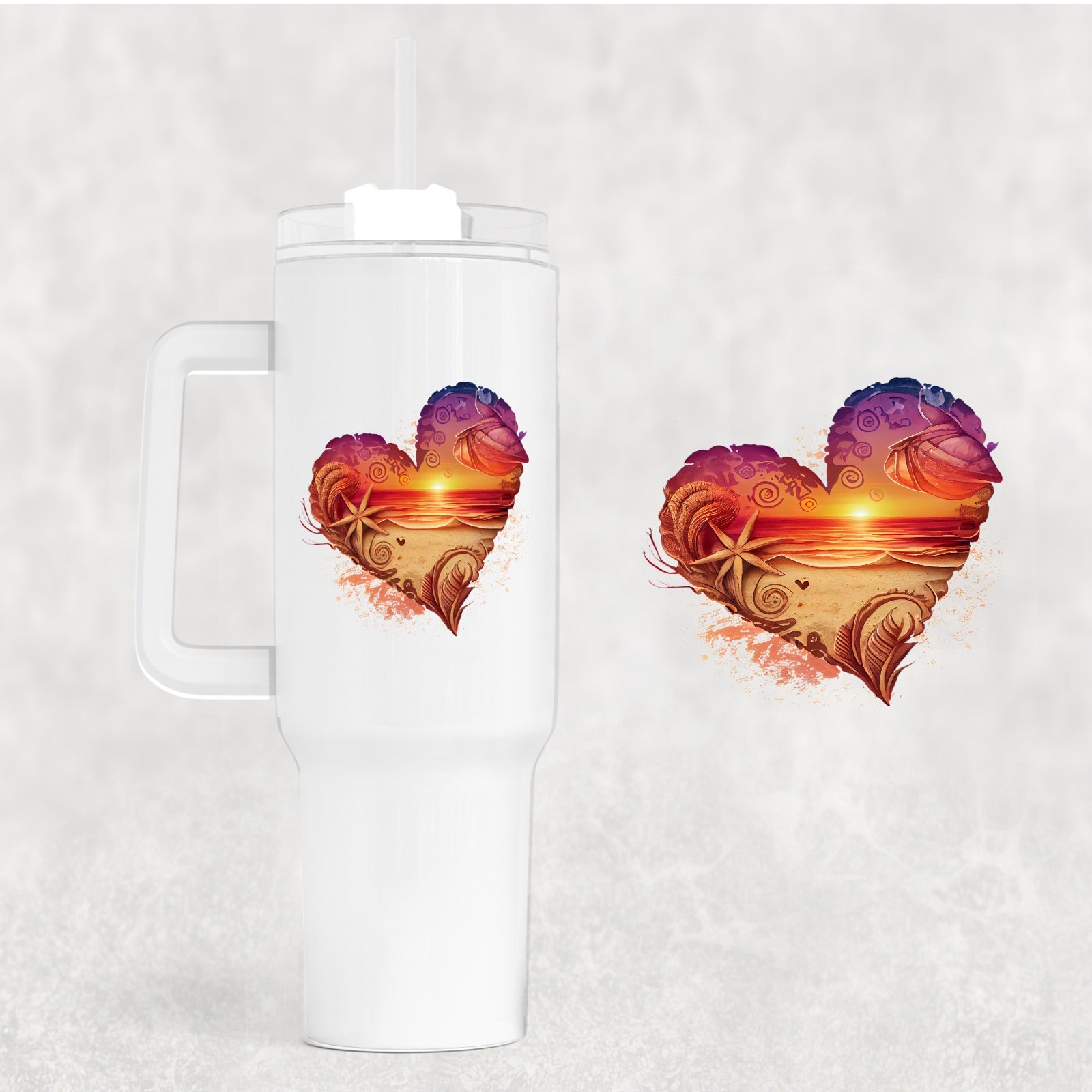 Sunset Heart Custom Stanley Cup 40 oz 30 oz Tumbler With HandleTVC2301744