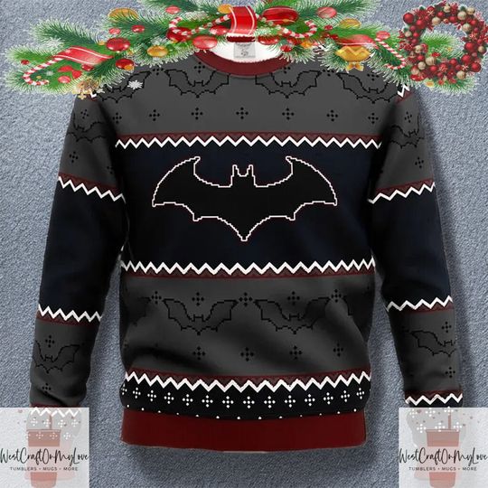 Super Bat Comic Ugly Christmas Sweaters - Image 4