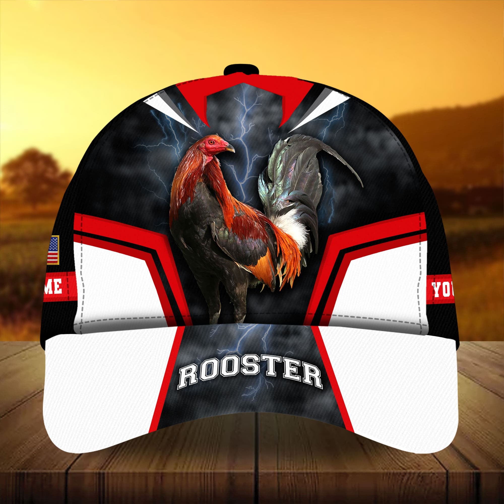 Super Cool Rooster 3D Cap Multicolor Personalized Name For Rooster Lover Baseball Cap Hat Trucker Hats Custom Hats Gifts For Men & Women