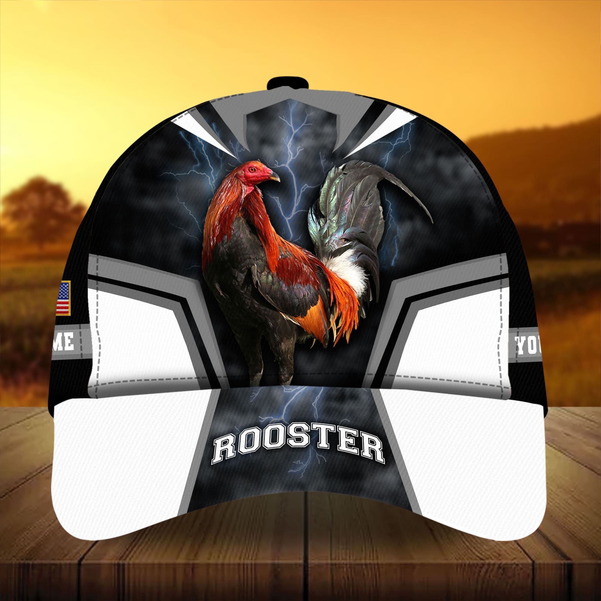 Super Cool Rooster 3D Cap Multicolor Personalized Name For Rooster Lover Baseball Cap Hat Trucker Hats Custom Hats Gifts For Men & Women