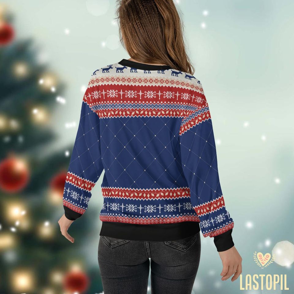 Super Jesus Christmas Ugly Sweater, Jesus Saves Ugly Sweater - Image 4