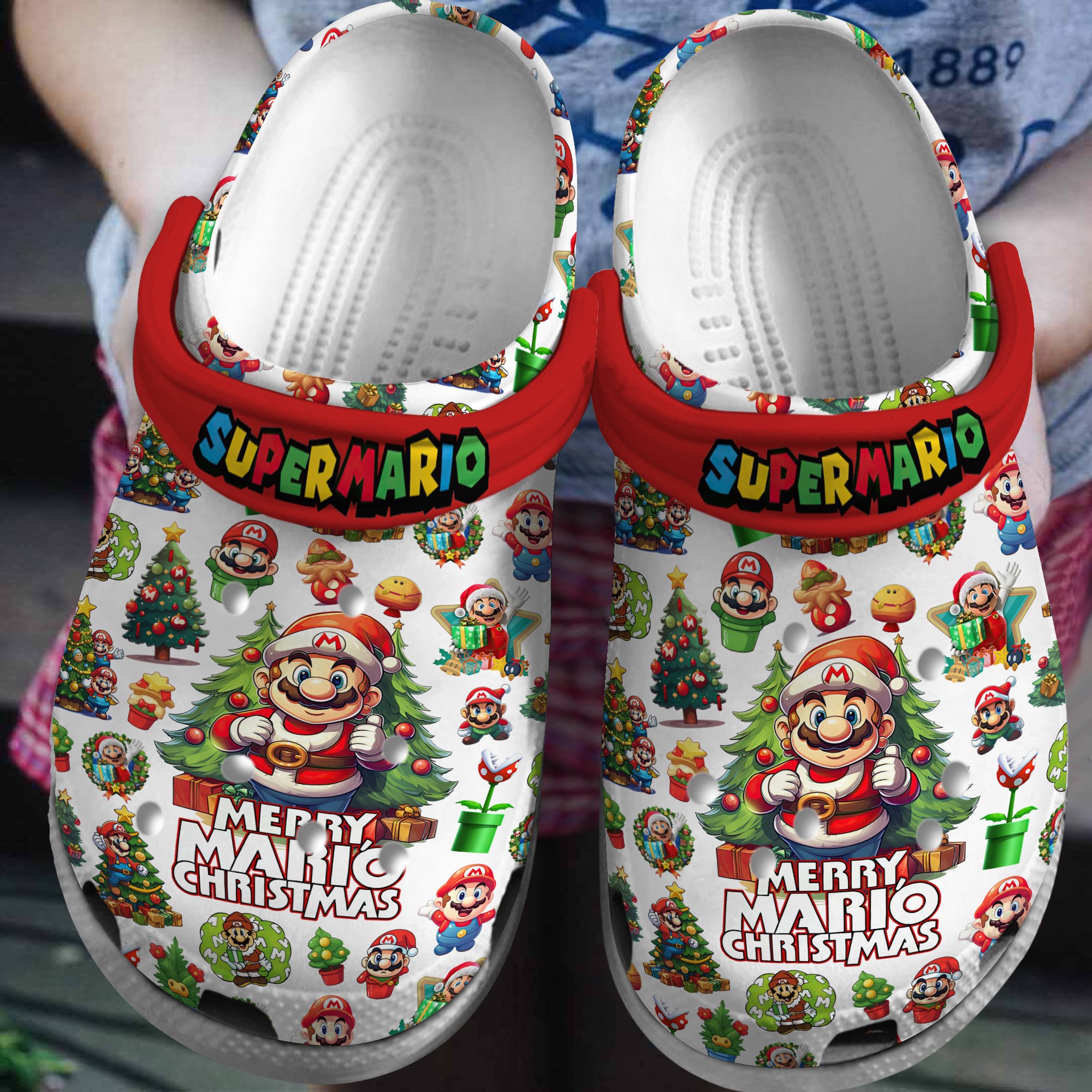 Super Mario Christmas Game Crocs Crocband Clogs Shoes Comfortable For Men Women and Kids