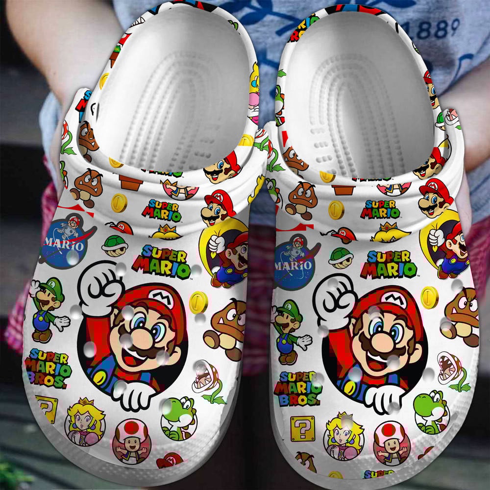 Super Mario Game Crocs Crocband Clogs Comfortable For Men Women and Kids