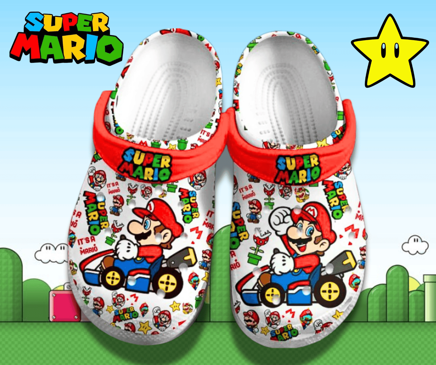 Super Mario Game Crocs Crocband Clogs Shoes Comfortable For Men Women and Kids