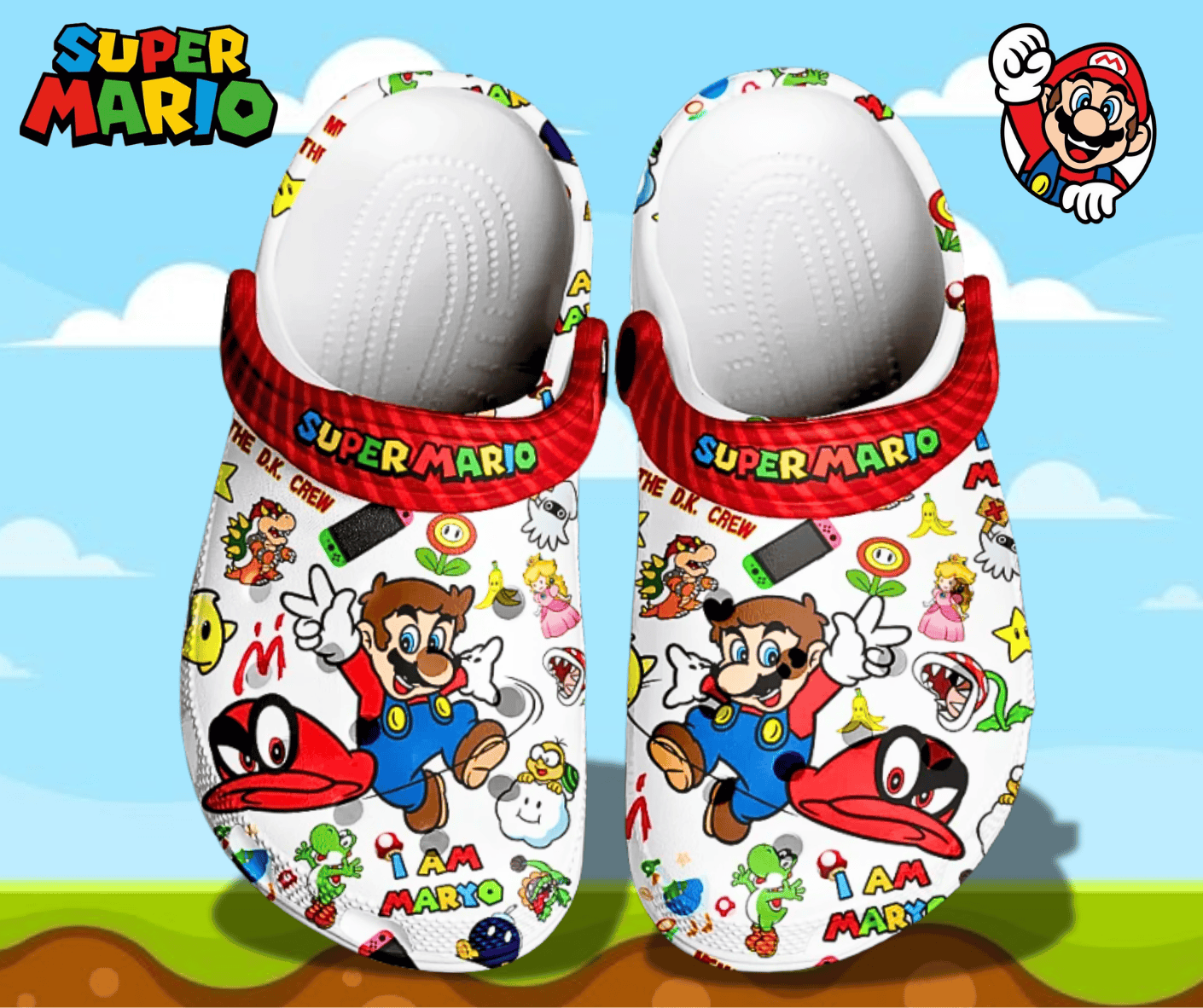 Super Mario Game Crocs Crocband Clogs Shoes Comfortable For Men Women and Kids