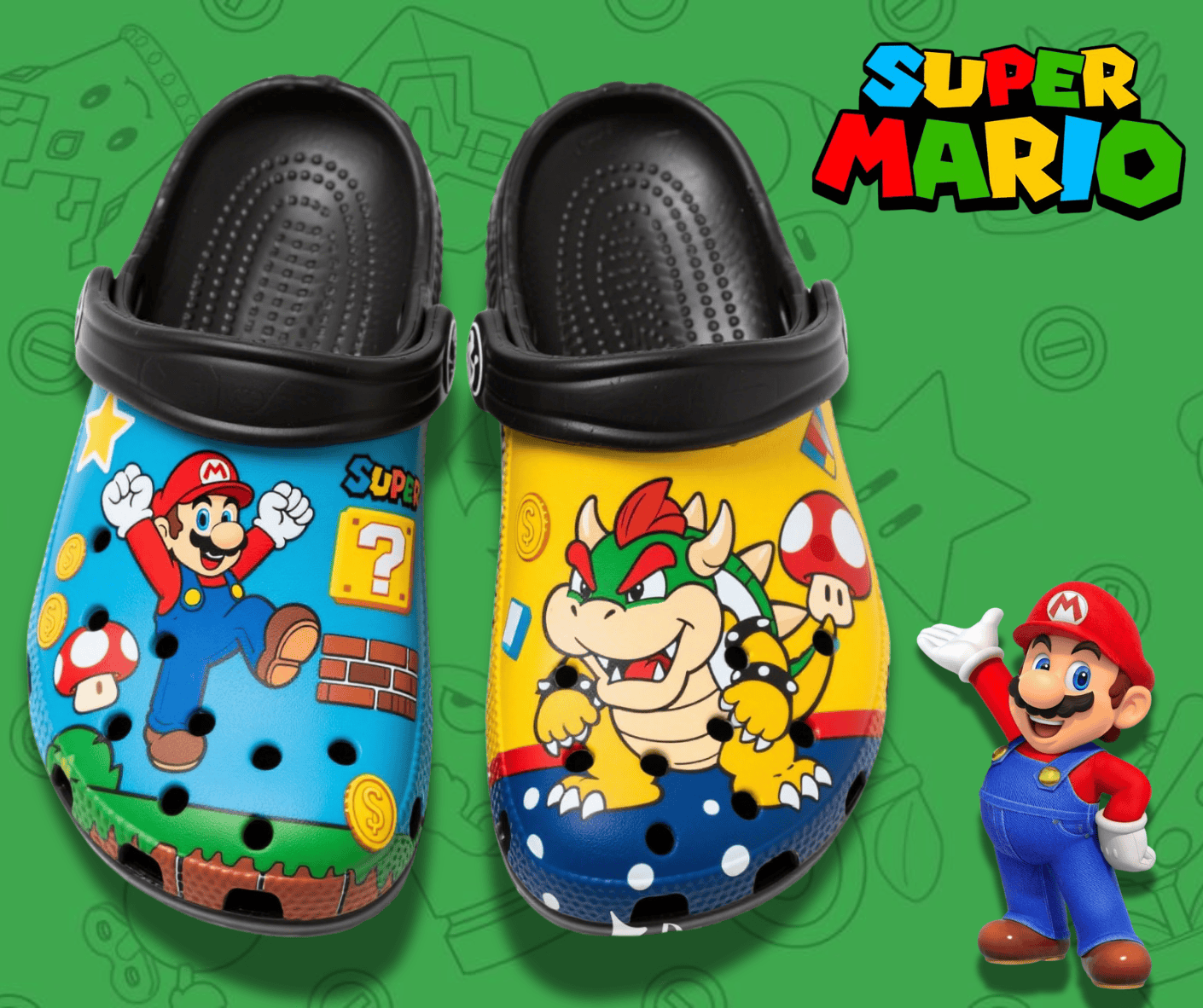Super Mario Game Crocs Crocband Clogs Shoes Comfortable For Men Women and Kids