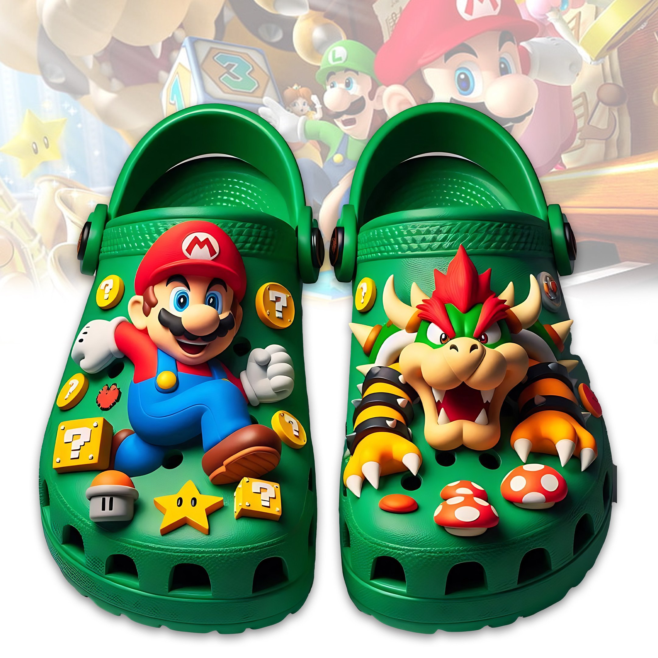 Super Mario Game Crocs Crocband Clogs Shoes Comfortable For Men Women and Kids