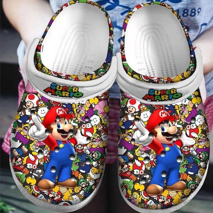 Super Mario Game Crocs Crocband Clogs Shoes Comfortable For Men Women and Kids