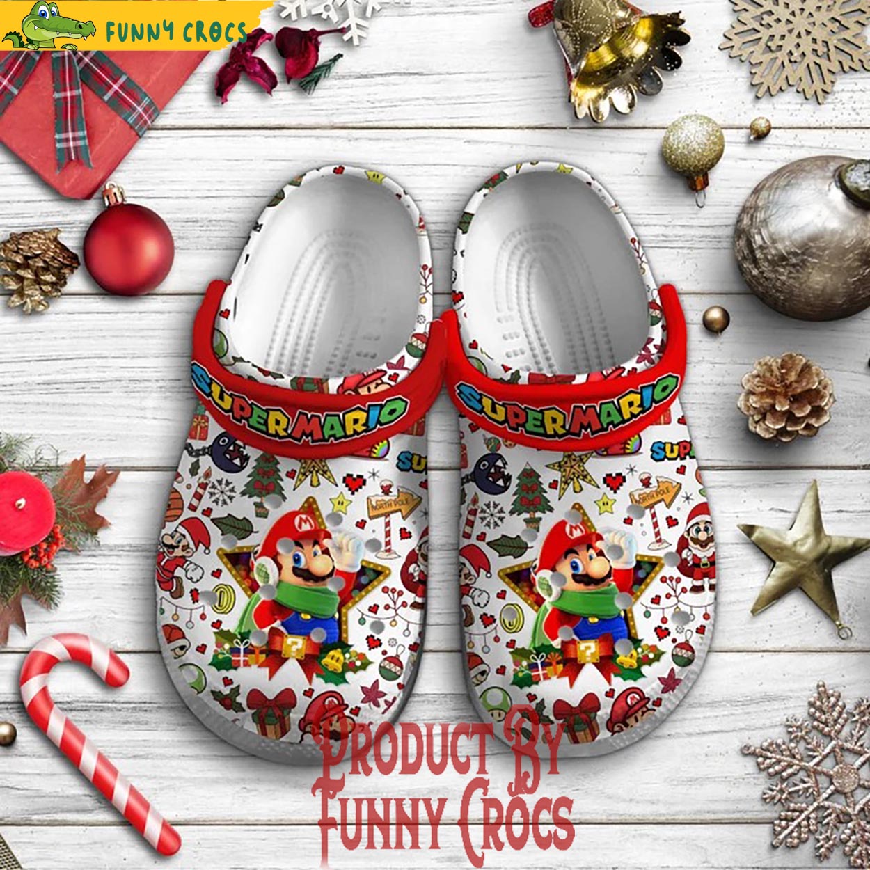 Super Mario Game Merry Christmas Crocs Crocband Clogs Shoes Comfortable For Men Women and Kids