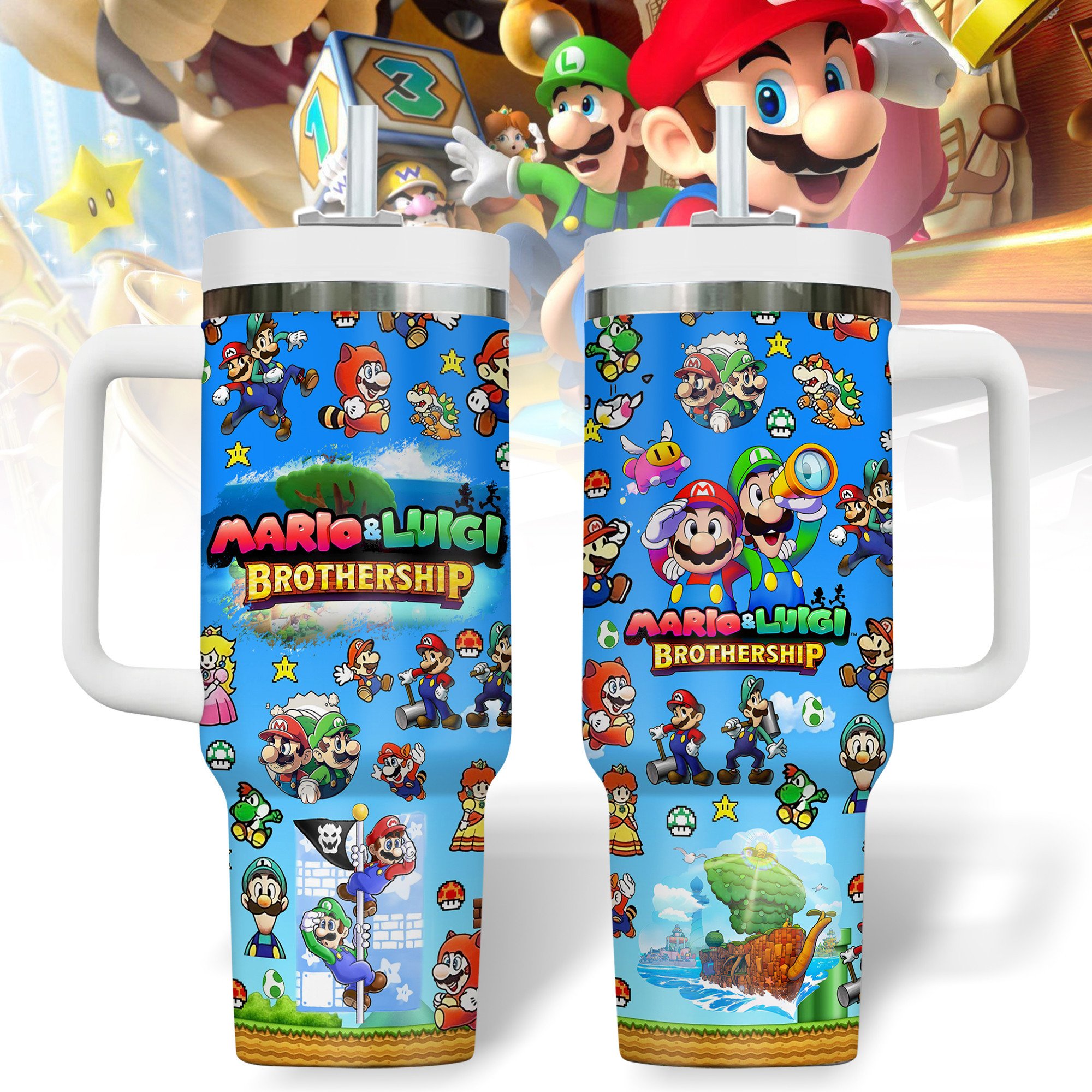 Super Mario Games Custom Stanley Cup 40 oz 30 oz Tumbler With HandleTVC2301516
