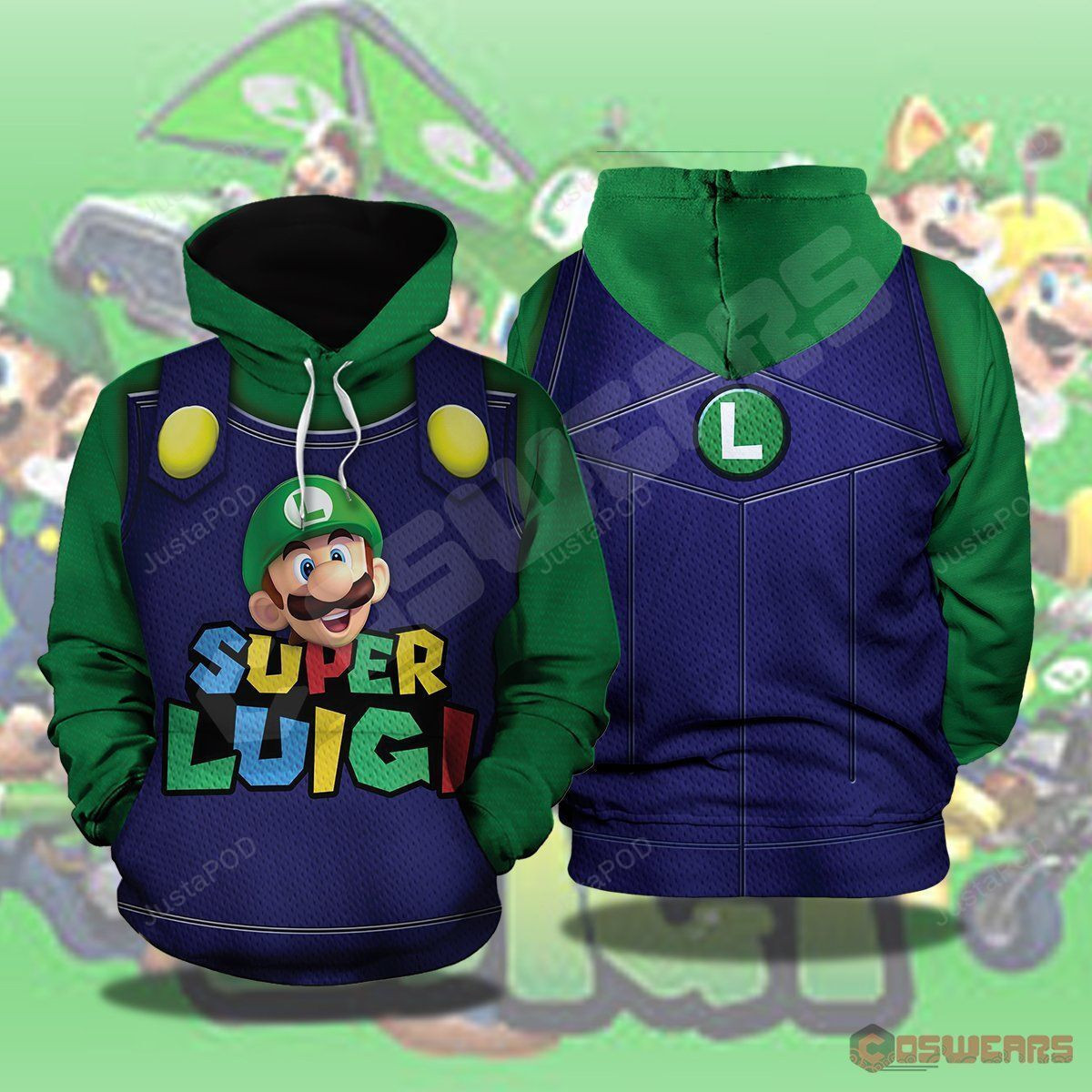 Super Mario Odyssey Luigi Inspired 3D All Over Print Hoodie, Zip Hoodie