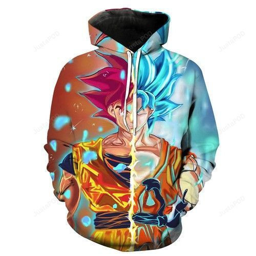 Super Saiyan God Goku Red Vs Super Saiyan God Goku Blue Dragon Ball Z 3D All Over Print Hoodie, Zip Hoodie