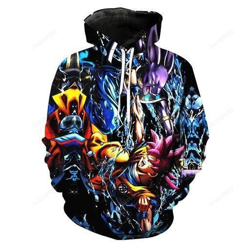 Super Saiyan God Goku Vs Lord Beerus Battle Of Gods Dragon Ball Z 3D All Over Print Hoodie, Zip Hoodie