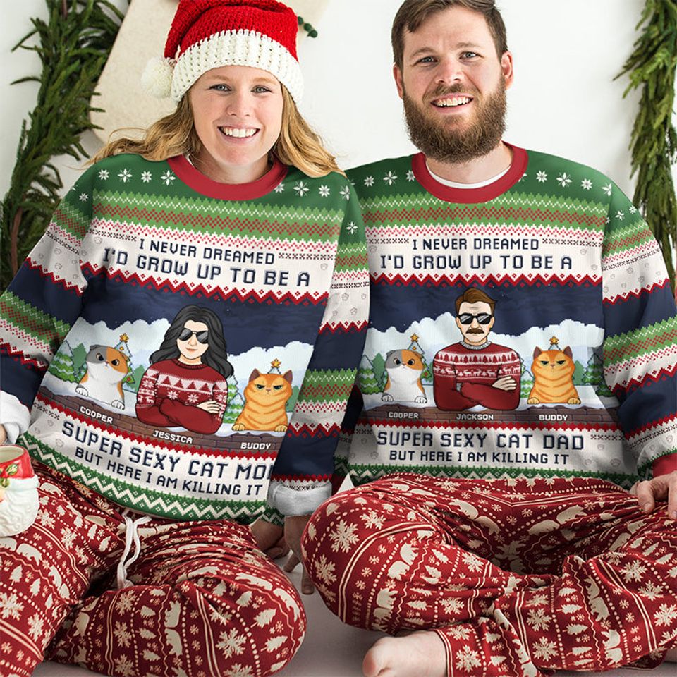 Super Sexy Cat Dad - Cat Personalized Ugly Sweatshirt - Christmas Gift For Pet Owners, Pet Lovers - Image 2