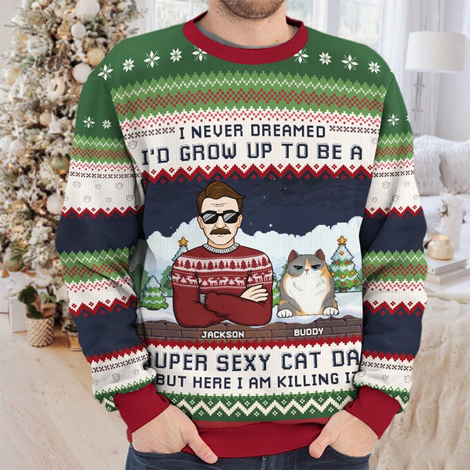 Super Sexy Cat Dad - Cat Personalized Ugly Sweatshirt - Christmas Gift For Pet Owners, Pet Lovers - Image 3