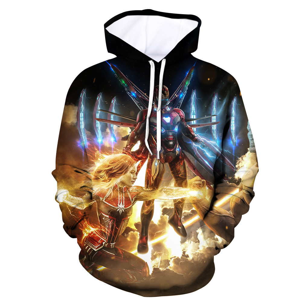 Superhero Iron Man Captain Marvel Avengers Endgame 3D All Over Print Hoodie, Zip Hoodie