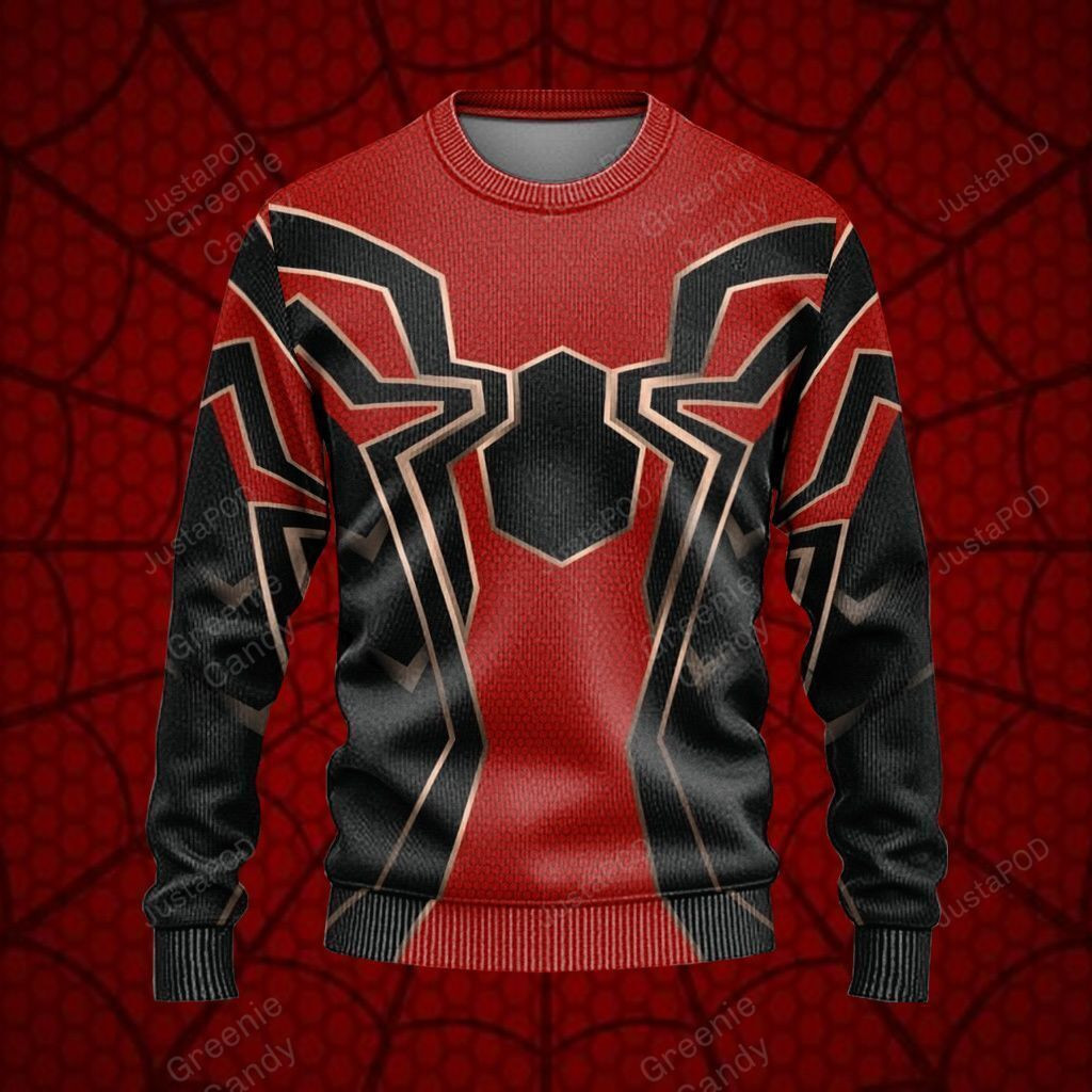 Superhero Spider Ugly Christmas Sweater Adult 3D Funny Matching for family