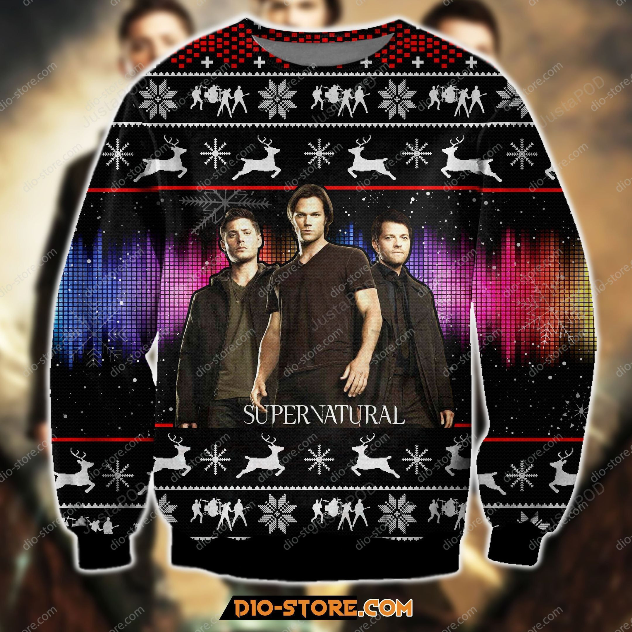 Supernatural 3D Print Knitting Pattern Ugly Christmas Sweater Adult 3D Funny Matching for family