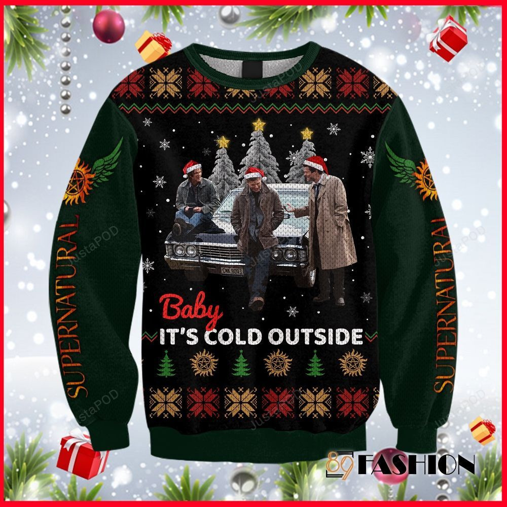 Supernatural Baby It?S Cold Outside Ugly Christmas Sweater Adult 3D Funny Matching for family