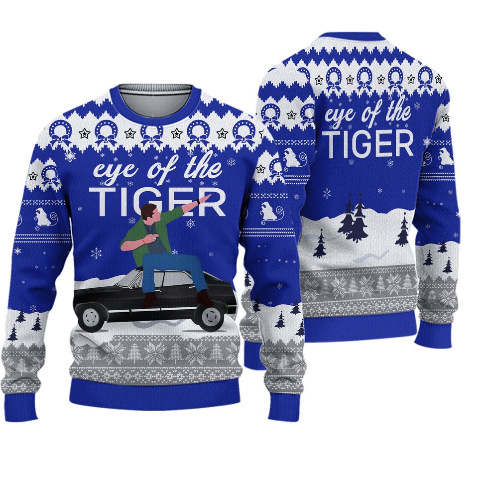 Supernatural Dean Singing Eye Of The Tiger Ugly Knitted Christmas 3D Sweater
