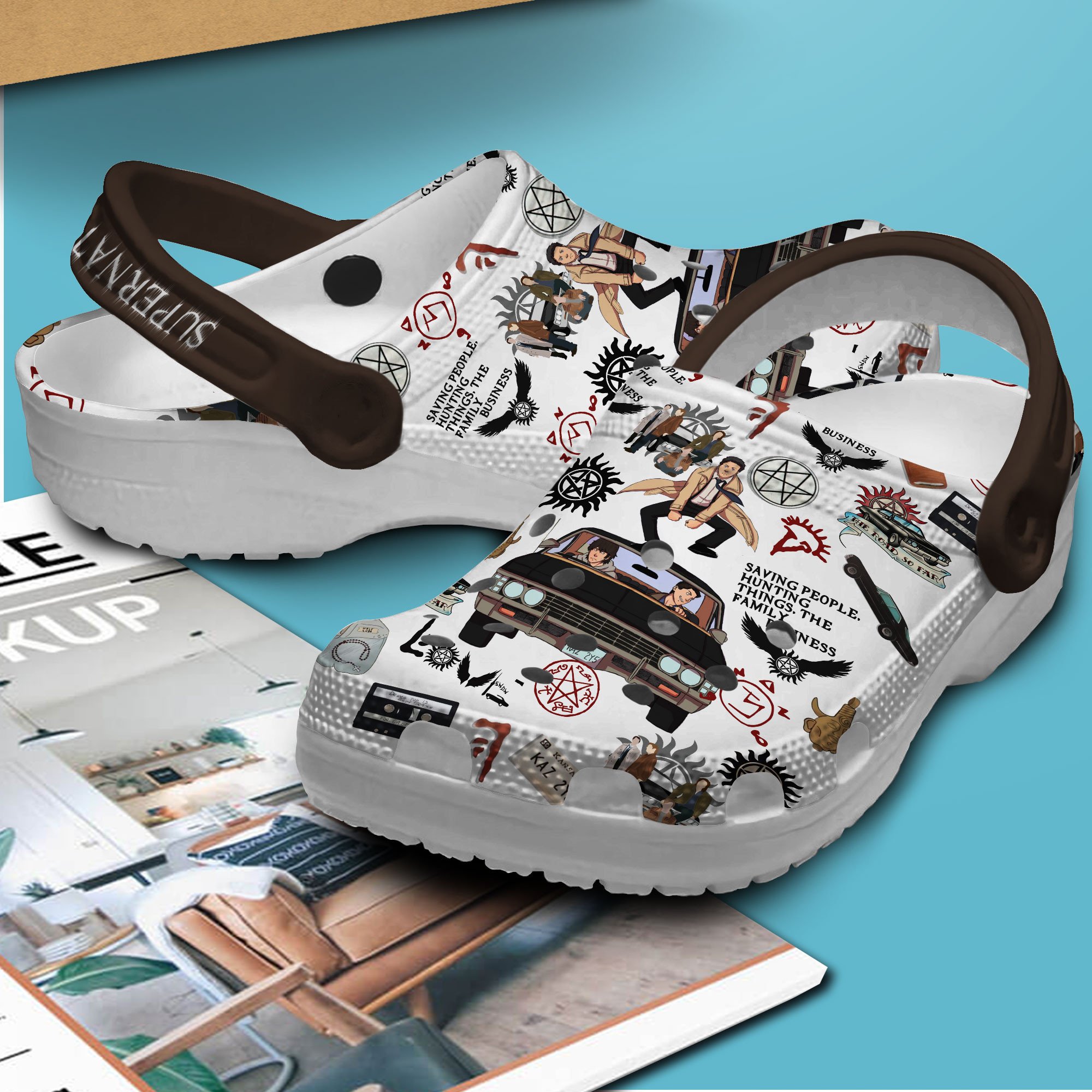 Supernatural TV Series Crocs Crocband Clogs Shoes Comfortable For Men Women and Kids - Image 3