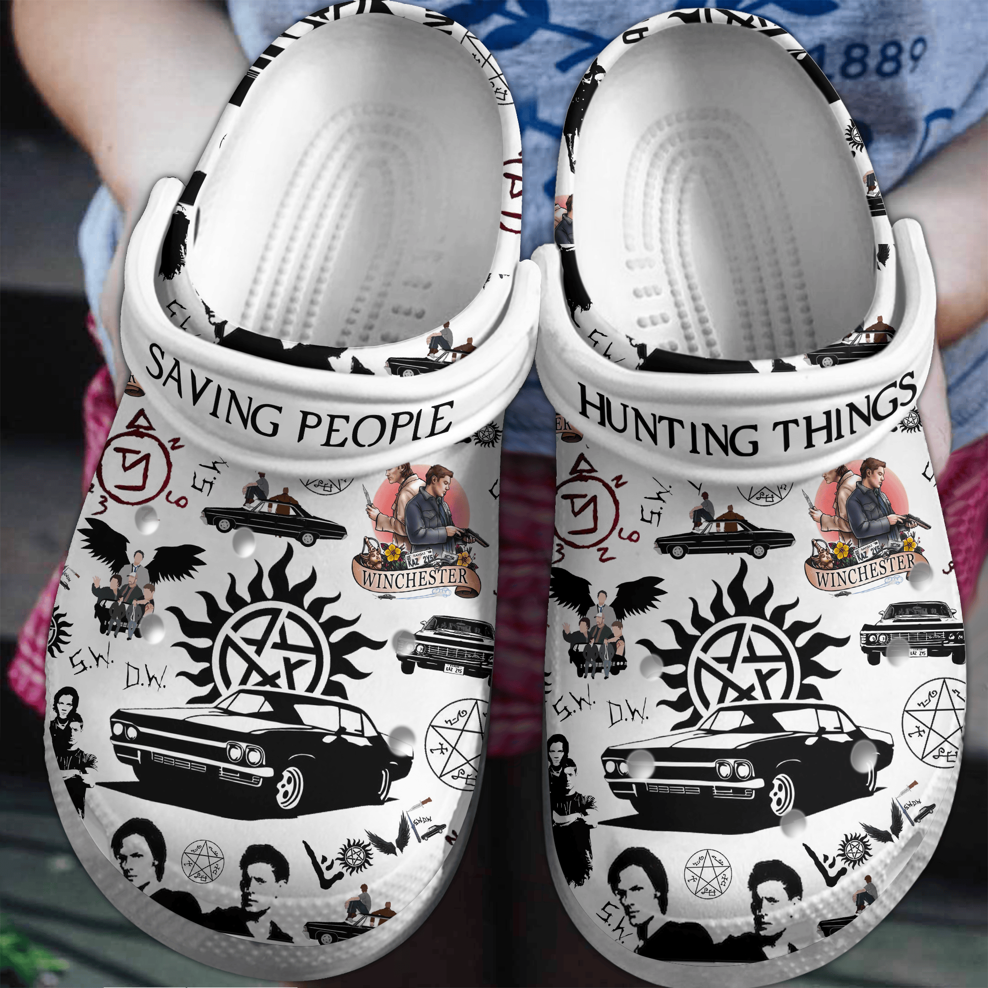 Supernatural TV Series Crocs Crocband Clogs Shoes Comfortable For Men Women and Kids