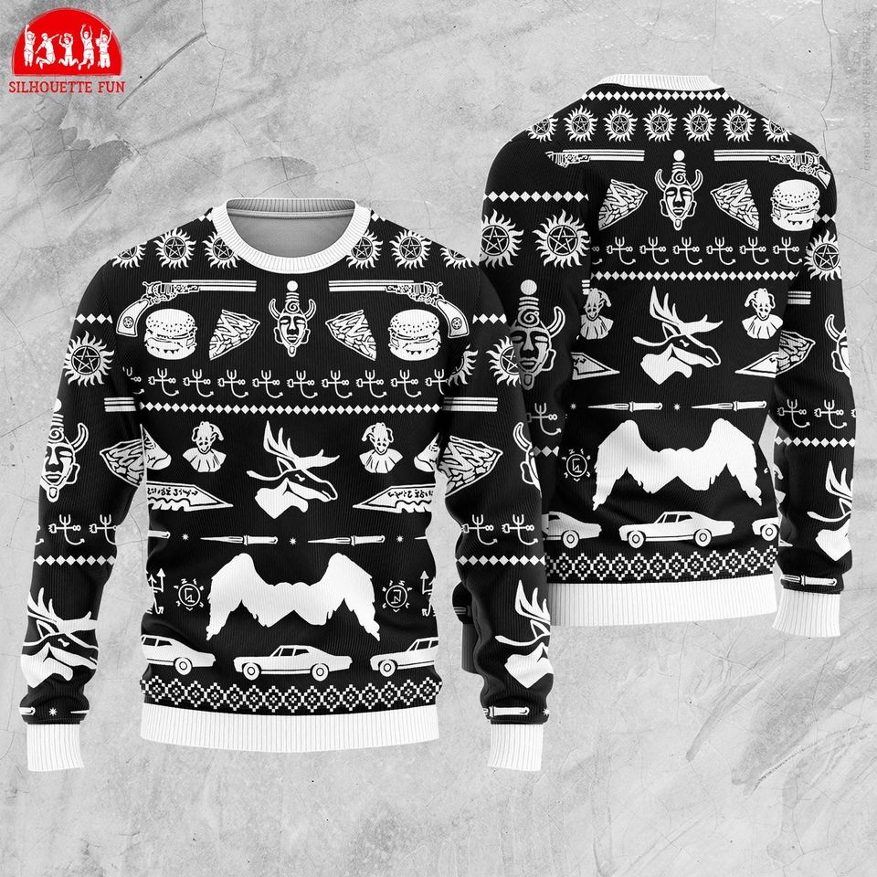 Supernatural Ugly Christmas Sweatshirt, Sam And Dean Winchesters Christmas Ugly Sweater