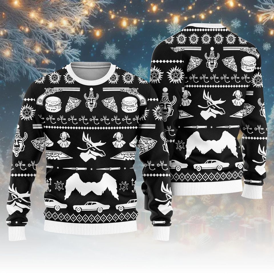 Supernatural Ugly Christmas Sweatshirt, Sam And Dean Winchesters Christmas Ugly Sweater - Image 2