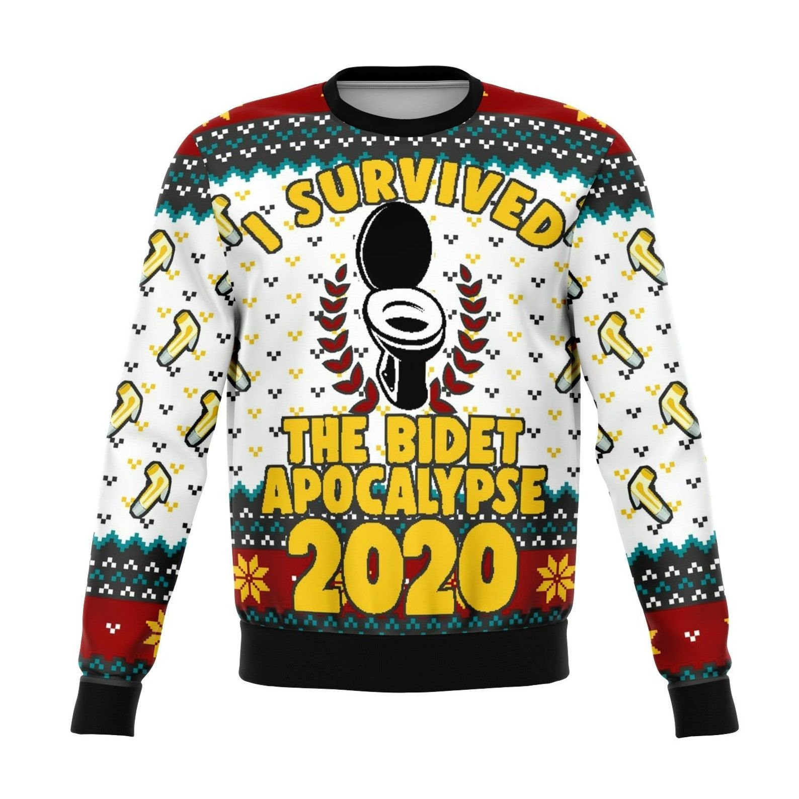 Survived Bidet Apocalypse 2020 Ugly Christmas Sweater Adult 3D Funny Matching for family