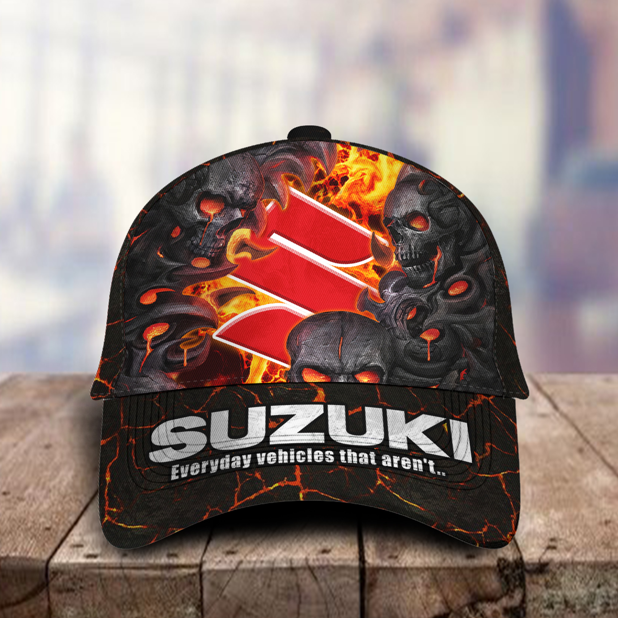 Suzuki 3D Classic Cap Skull Fire Car Motor Brand Hats Trucker Hats Custom Hats Gifts For Men & Women