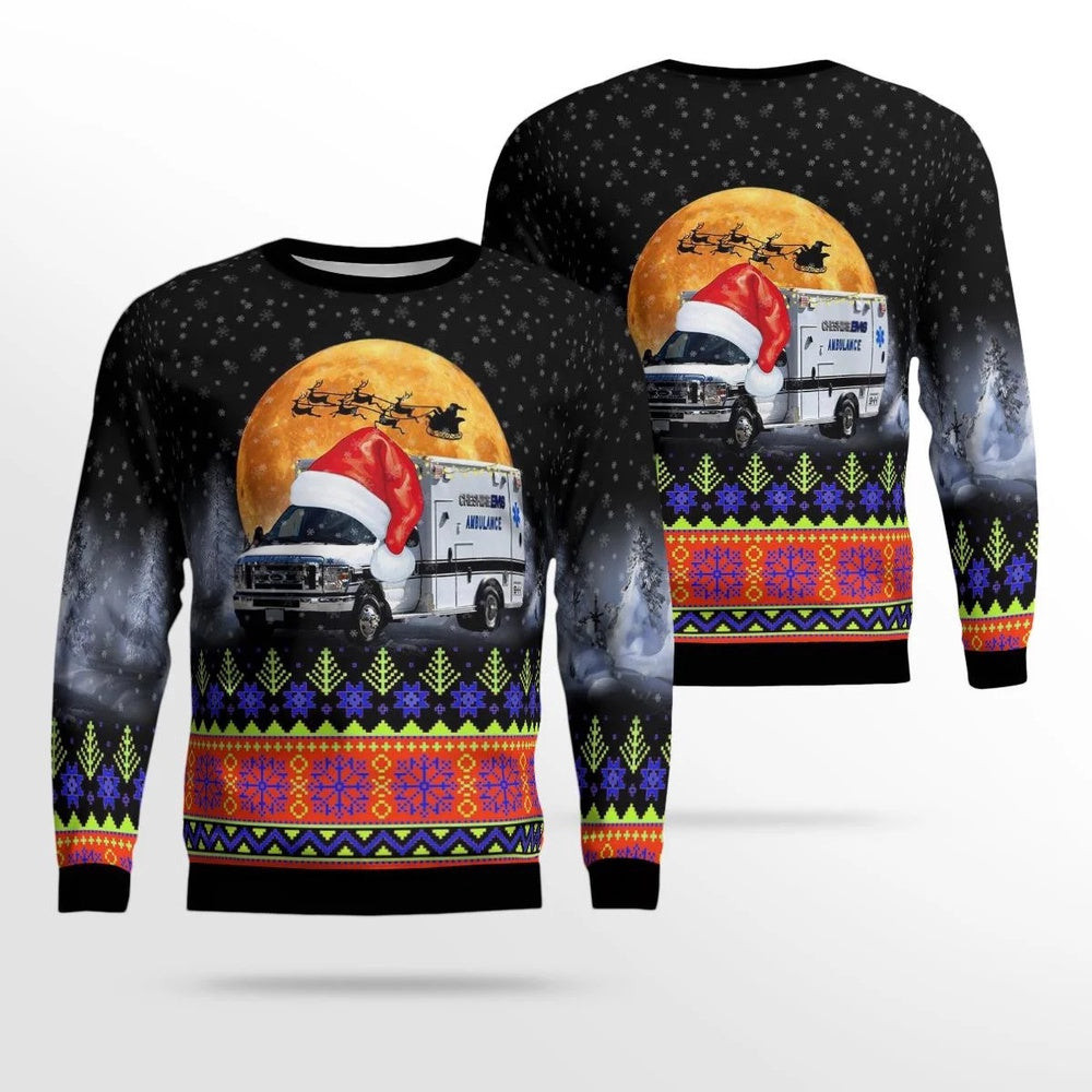 Swanzey New Hampshire Cheshire County EMS AOP Ugly Sweater Unisex Christmas Gift