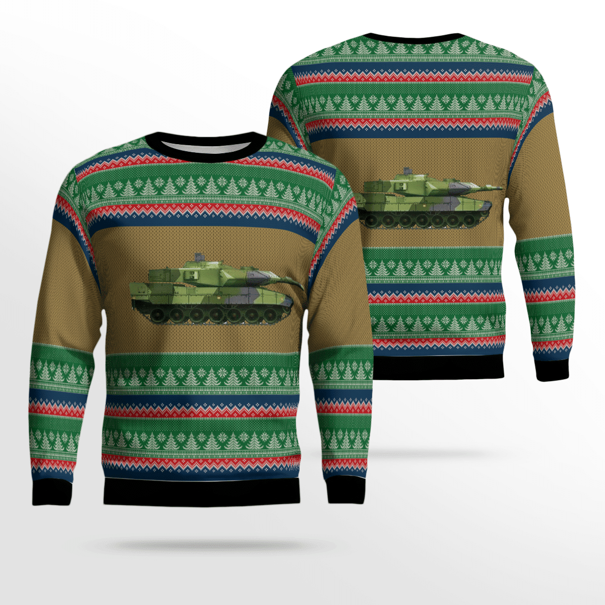 Swedish Army Stridsvagn 122 Tank Ugly Christmas Sweater Adult 3D Funny Matching for family