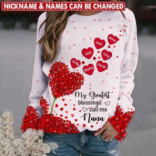 Sweet Heart Tree Nana Mom Kid, My Greatest Blessings Call Me Grandma Personalized 3D Sweatshirt - Image 2