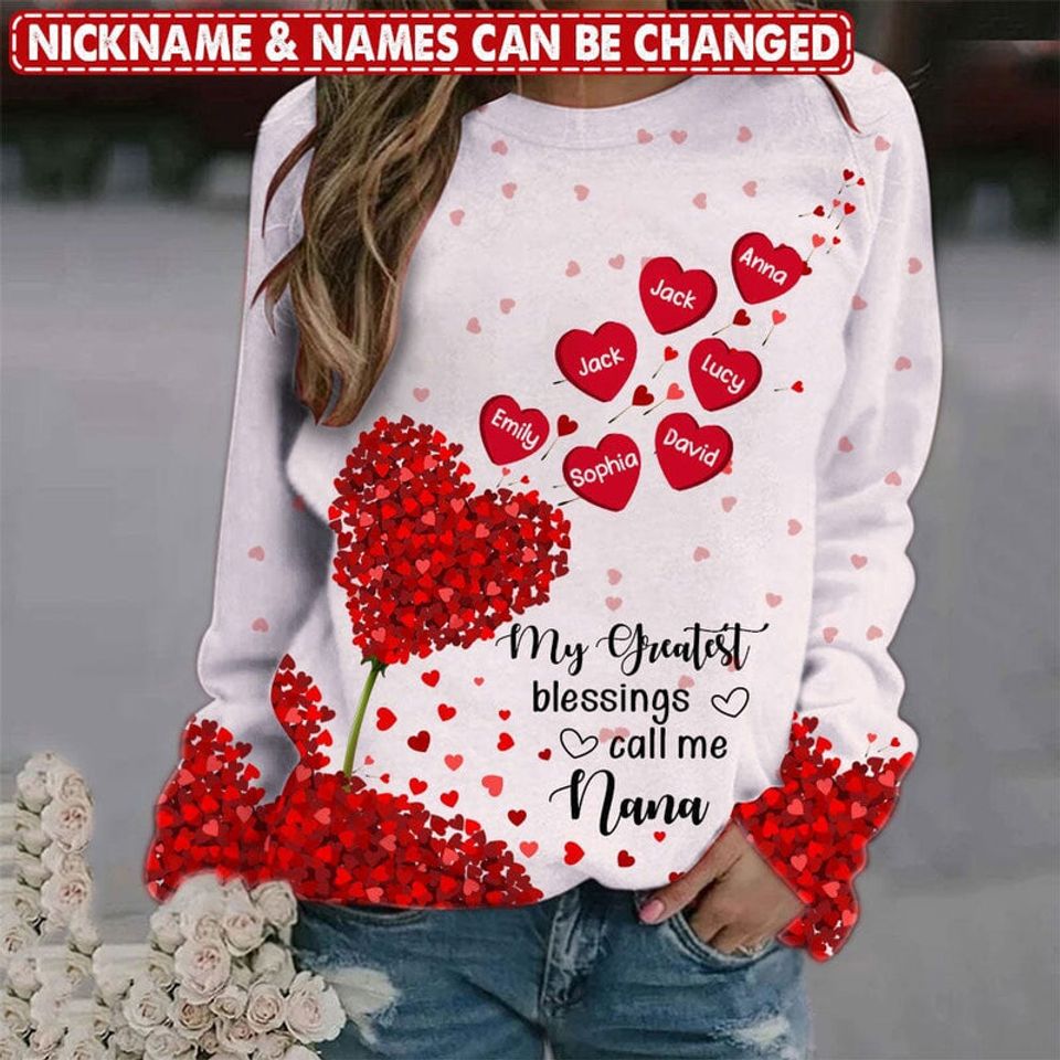 Sweet Heart Tree Nana Mom Kid, My Greatest Blessings Call Me Grandma Personalized 3D Sweatshirt