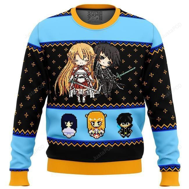 Sword Art Online Sprites Ugly Christmas Sweater Adult 3D Funny Matching for family